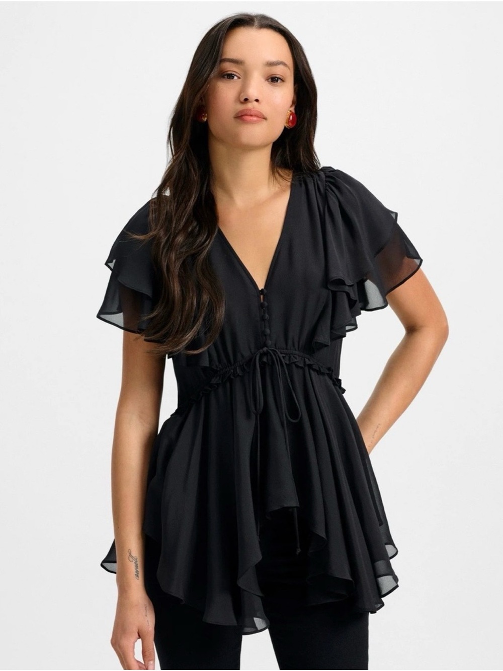 NWT Veronica Beard Sammie silk top size 8 black